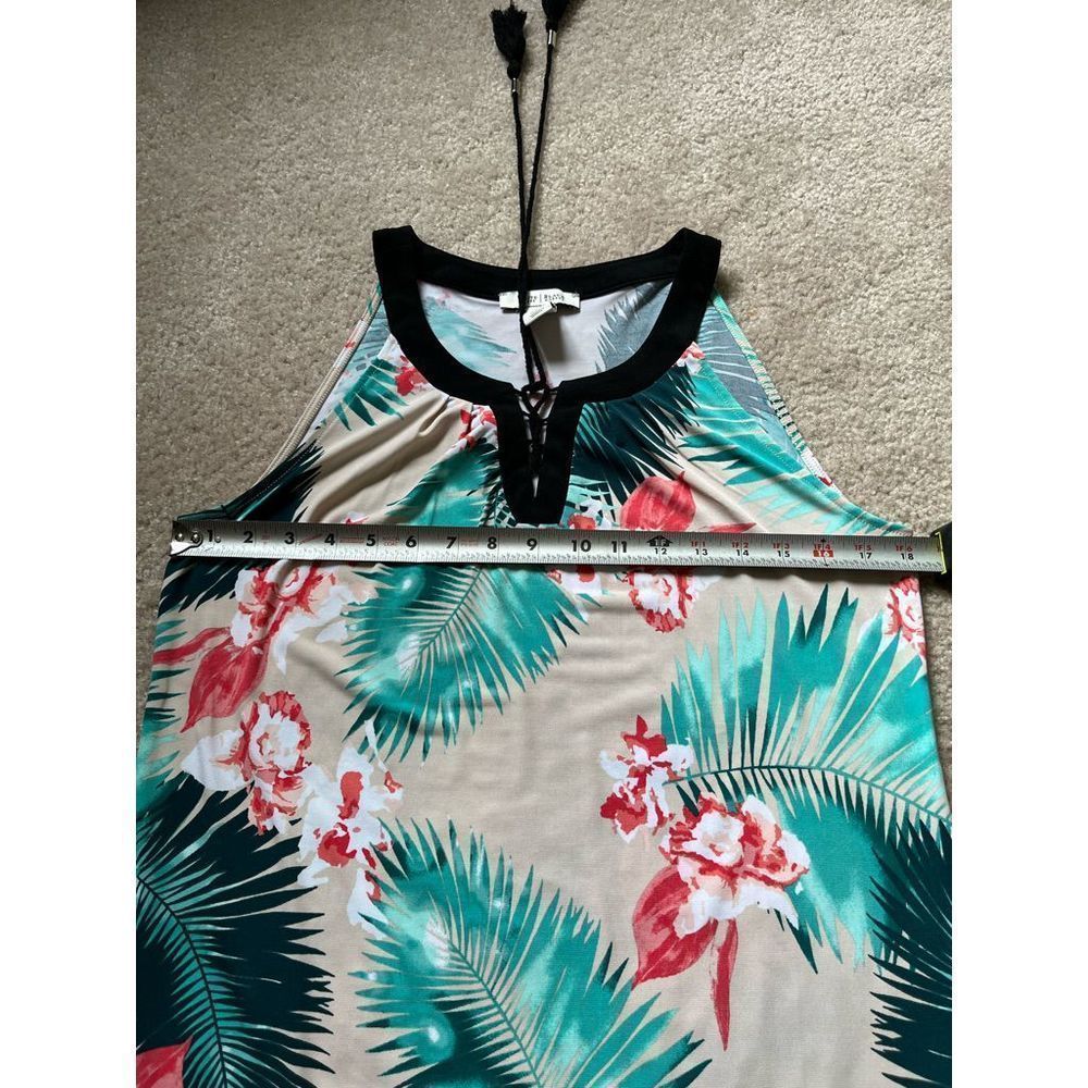 WHBM Racerback Palm Leaf & Flowers Tropical long top - Picture 8 of 9